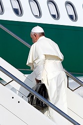 Pope Francis boards plane at Fiumicino airport in Rome