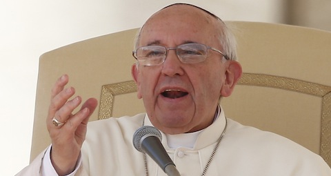 Pope speaks during general audience in St. Peter's Square at Vatican