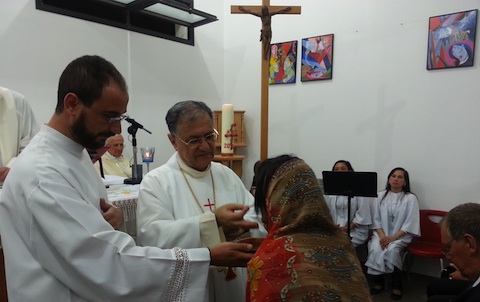 Saturday, 26 of April 2014, the first centre exclusively dedicated to Migrant work has been inaugurated by Latin Patriarch Fuad Twal. The centre Our Lady of Valor in Southern Tel Aviv serves the Needs of the Migrant community in Israel consisting of Catholic guest workers and asylum seekers.