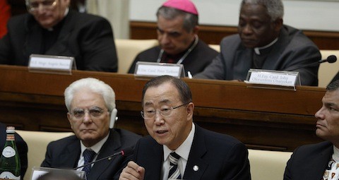 U.N. Secretary-General Ban Ki-moon addresses Vatican summit on climate change