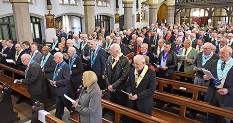 The Knights of St Columba, 96th Supreme Council and Opening Mass for the Centenary year20th & 21st  October 2018, Mass in Holy Redeemer RC Church Clydebank.Principal Celebrant Archbishop Malcolm McMahon Archdiocese of Liverpool and Bishop to the KSC.Entrance procession.Photo by and copyright of Paul Mc Sherry 07770 393960 @Paulmcsherry2