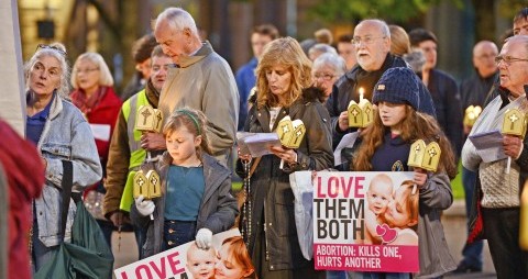 Annual Pro-Life Torchlight Rosary and Procession from George Square, Glasgow to St Andrews Cathedral for Mass. Rosary led by Bishop John Keenan, Celebrant Fr Jim Dean, Thursday 18th Oct 2018.Welcome and Introduction from John Deighan CEO of SPUC Scotland.Photo by and copyright of Paul Mc Sherry 07770 393960 @Paulmcsherry2